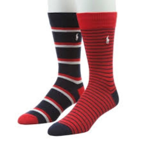 Polo Ralph Lauren Americana Stripe Crew Dress Socks 2-Pack - Picture 1 of 3